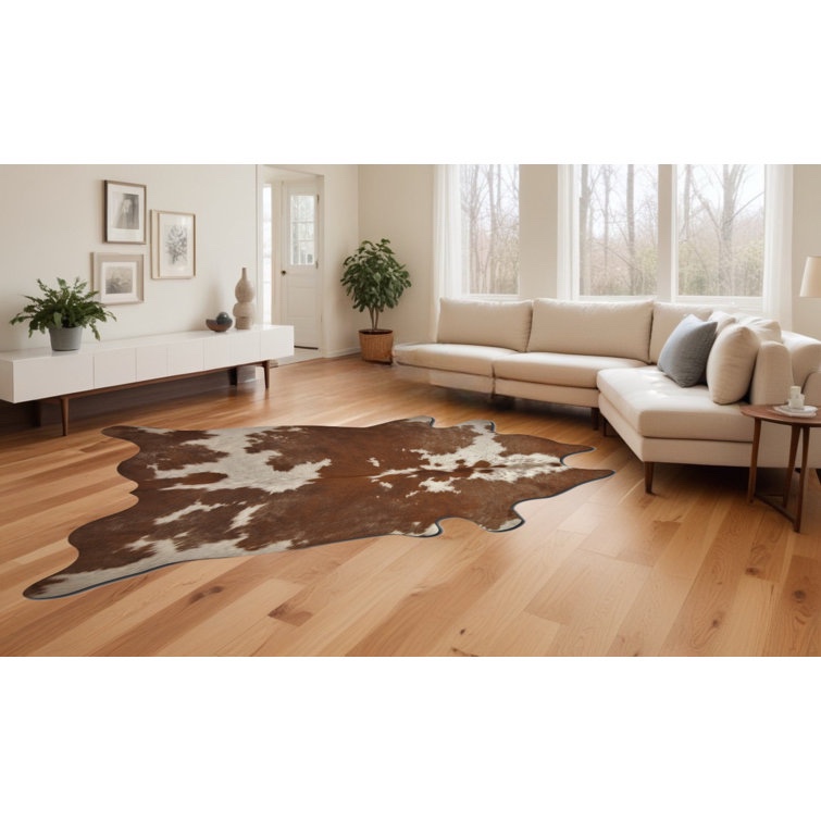 Angelou 6' X 7' Brown and White Genuine Cowhide Area Rug