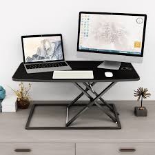 SHW 36-Inch Height Adjustable Standing Desk Sit to Stand Riser Converter Workstation, Black