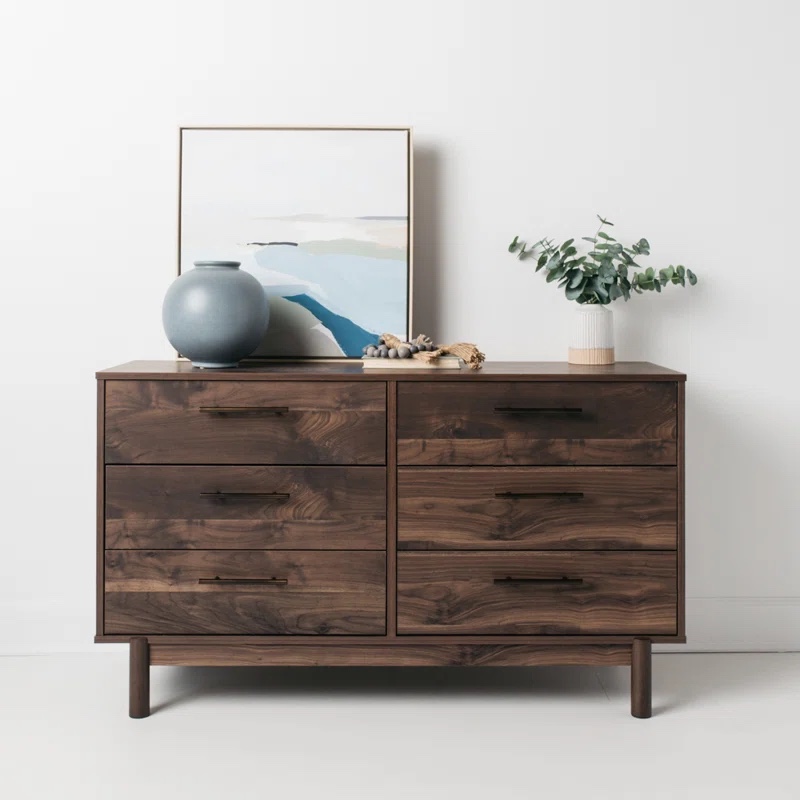 Dudzik 6 Drawer 59" W Double Dresser in , Brown
