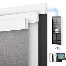 DENFOON Motorized Blinds with Remote control, Custom Blackout Smart Blinds [with Cover],Electric Blinds with Complimentary Solar Panel, Cordless Automatic Roller Shades for Windows (White 40"W x 72"H)