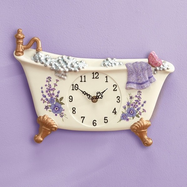 Lavender Bathtub Decorative Wall Clock - WALL CLOCK 