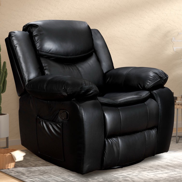 Crovetti PU Leather Recliner Chair with Rocking and Swivel Living Room Chair Home Theater Seat 