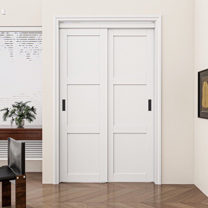 Manufactured Wood Paneled with Installation Hardware Kit Sliding Closet Doors CLD3PUV4880 