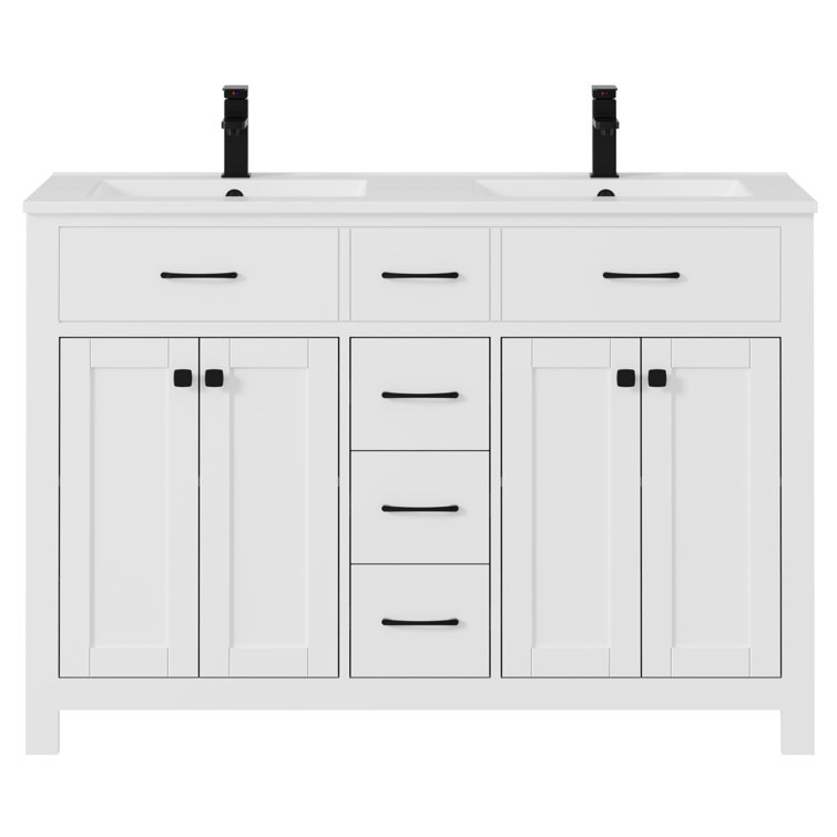 48" Double Bathroom Vanity Base Only, Sink not Inlcuded 