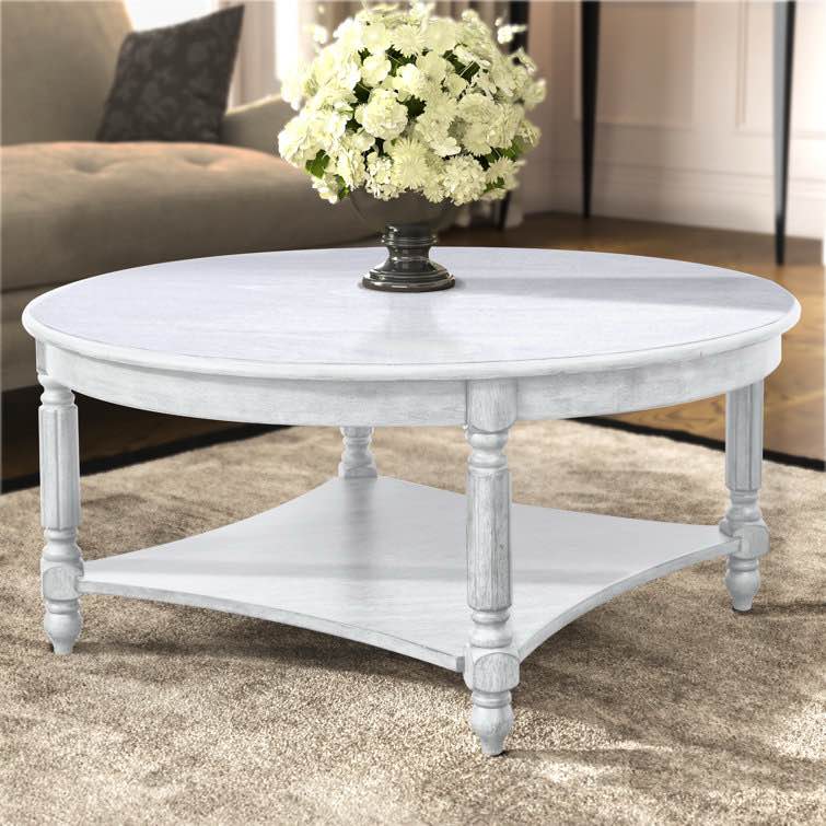 Antique White Locke Solid Wood Single Coffee Table 