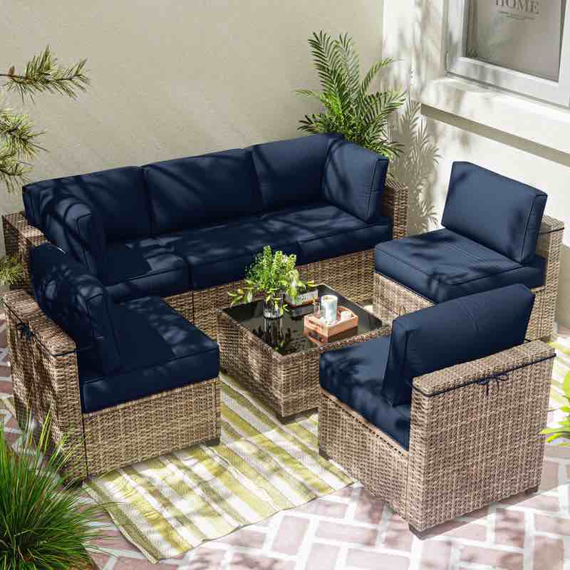 Wynee 14 Pcs Outdoor Cushions Set 5" Outdoor Furniture Replacement Cushions Patio Furniture Cushions And Sectional Cushions