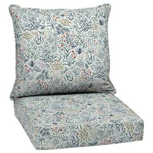 Arden Selections Outdoor Deep Seat Cushion Set  24 x 24  Water Repellent  Fade Resistant  Deep Seat Bottom and Back Cushion for Chair  Sofa  and Couch  24 x 24  Pistachio Botanical