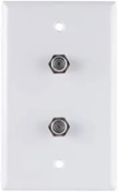 UltraPro 2-Port TV Coaxial Cable Wall Plate, White, 1 Pack, Dual Port Single Gang F-Type Connector, in-Wall, 52188