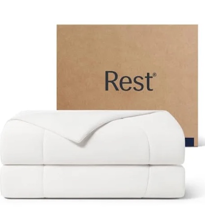REST® Evercool® Cooling Comforter, Full/Queen, Blanket for Hot Sleepers, All Season Bedding to Keep Cool for Night Sweats, Breathable Lightweight Blanket, 90"x90" Inches, Arctic White