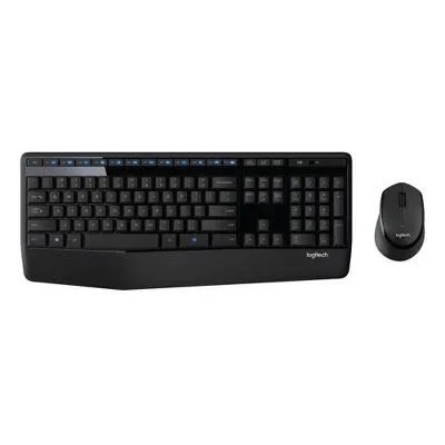 Logitech - MK345 Wireless Ergonomic Membrane Keyboard and Mouse Bundle for PC - Black/blue