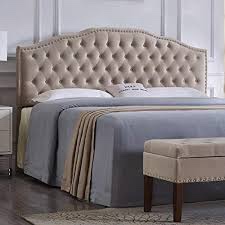 24KF Upholstered Button Tufted King Size Headboard with Nailhead Trim, Soft Velvet Fabric Headboard King/Cal King Headboard-Taupe