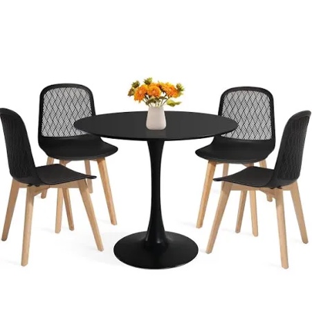 Mid Century Modern Round Dining Table Set for 4 with Chairs in Dining Room, Small Kitchen, Office, Cafe, Restaurants (Box 2 of 2 Only- CHAIRS)