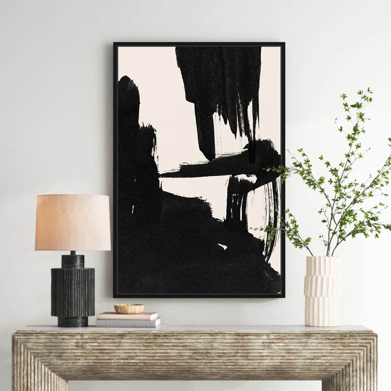 Abstract Black And White Brush Stroke by Oliver Gal