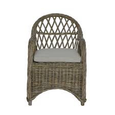 Bayside Round Rattan Back Arm Chair With An Argyle Patterned Back