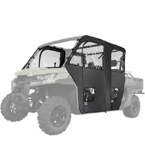 KEMIMOTO Soft Cab Enclosure Doors with Open Slot for Side Mirrors Compatible with Can Am Defender Max HD 7/8/9/10 DSP XT XMR 2017-2024 Zipper Water-resistant Full Windshield Panel Accessories