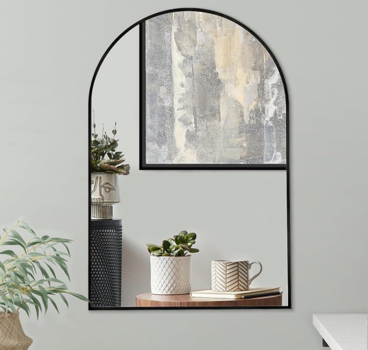 Americanflat 20x30 Framed Black Arched Mirror - Arched Wall Mirror for Bedroom, Entryway Hall, Living Room, and Black Mirror for Bathroom - Curved Arch Mirror for Room Décor- FRAME NEEDS FIXED