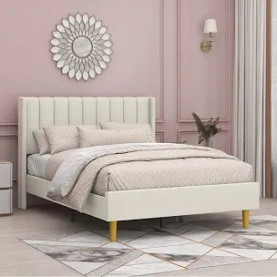 AUFANK Queen Bed Frame Upholstered Platform