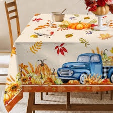 Hexagram Thanksgiving Tablecloth Rectangle 60x120 inch, Thanksgiving Table Cloth Pumpkins Thanksgiving Leaves Fabric for Indoor or Outdoor Holiday,Table Leaves Decorations for Home,Dinner