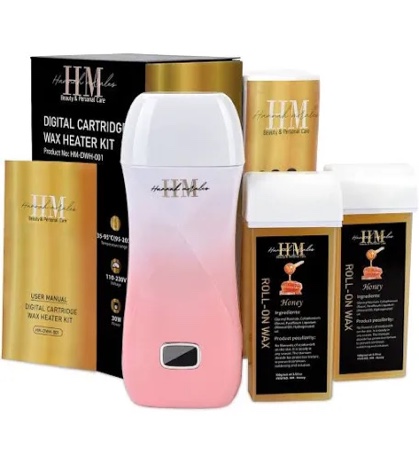 Roll On Wax Kit with Wax Warmer for Hair Removal - Wax Roller Heats Up Wax to Remove Unwanted Hair from Sensitive Areas - Waxing Strips, Wax Heater and Other Waxing Accessories Included