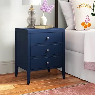 Jeffan crafted homes York 3 drawer wooden accent side table navy