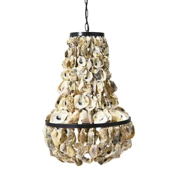 Metal and Draped Oyster Shell Chandelier - Shell