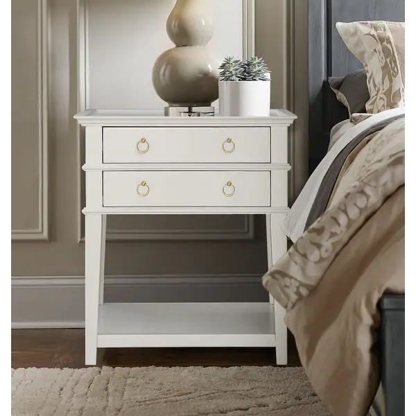 Collette 2-Drawer Tray Top Nightstand by Greyson Living - White