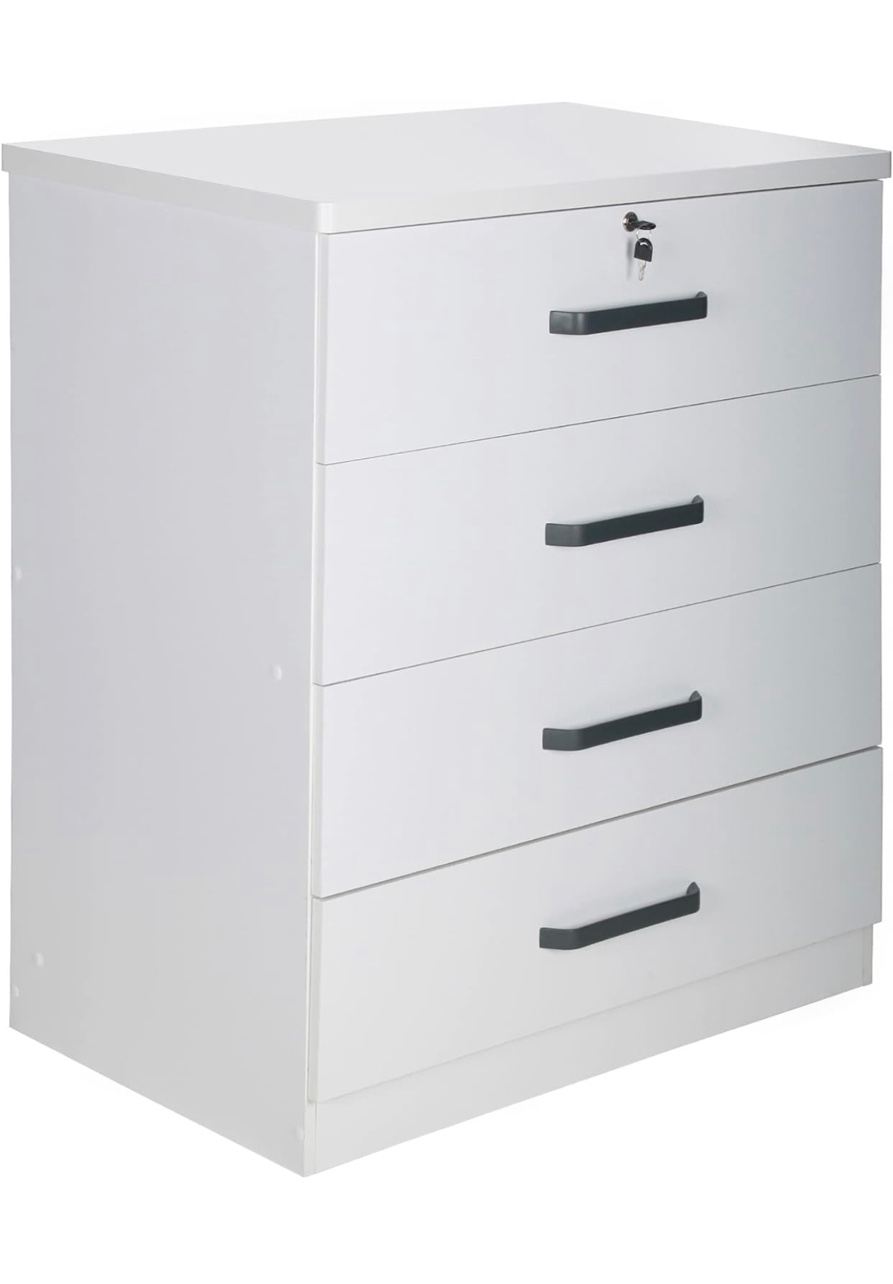Better Home Products Carell Furniture Super Jumbo 4 Drawer Storage Chest Dresser in White