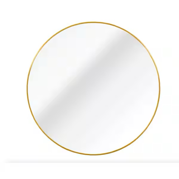 42 in. W x 42 in. H Large Round Aluminium Framed Wall Bathroom Vanity Mirror in Gold