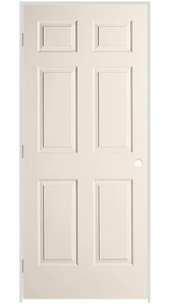 Molded 6-Panel Exotis 36 X 26 Right Hand 4-9/16 Flat Jamb Core Hollow Core Hinge Finish: Sarin Nickel WIDTH HEIGHT 36 80 Rough Opening: 38 x 8212- RIGHT HAND 680278- STAINED