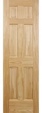 24"W x 80"H Pine 6-Panel Interior Door Only- PINE