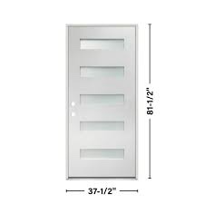Greatview Doors 72-in x 80-in Fiberglass Pulse Lite Right-Hand- FRAME BROKEN ON TOP, NEEDS CLEANED, WINDOWS IN PERFECT CONDITION