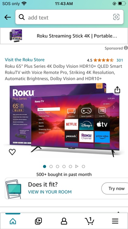Roku 65" Plus Series 4K Dolby Vision HDR10+ QLED Smart RokuTV with Voice Remote Pro, Striking 4K Resolution, Automatic Brightness, Dolby Vision and HDR10+