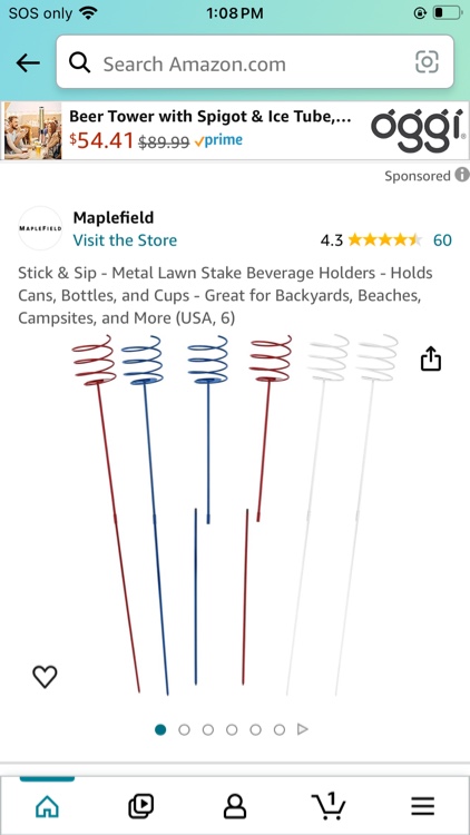 Stick & Sip - Metal Lawn Stake Beverage Holders - Holds Cans, Bottles, and Cups - Great for Backyards, Beaches, Campsites, and More (USA, 6)