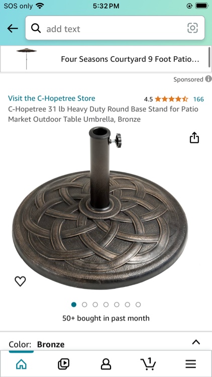 C-Hopetree 31 lb Heavy Duty Round Base Stand for Patio Market Outdoor Table Umbrella, Bronze