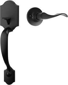 goldenwarm Black Front Door Handle, Entry Door Handle and Reversible Handle Lever, Single Cylinder Front Door Handle Only, Matte Black Front Door Entry Handleset, Entry Way Door Handle