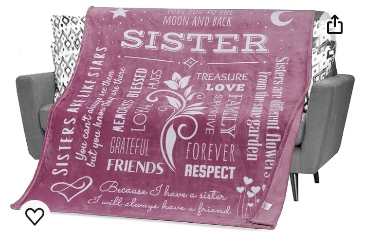 Sister Birthday Gifts from Sister Blanket, Plush Soft Sister Throw Blanket, Sister Presents for Sister Who Has Everything, Sister Gifts for Mothers Day 60x50 Inches (Dusty Pink, Fleece)