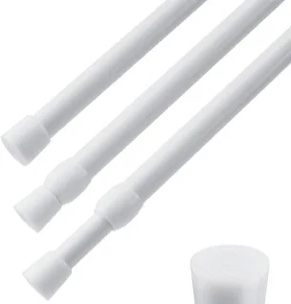 3 PCS Spring Tension Curtain Rod Adjustable Length 41-74 Inches, No Drilling, Tension Rod Suitable for Windows, Bathroom, Cabinets, Wardrobes (white)