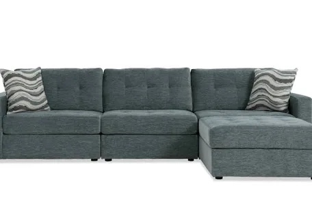 Thomasville Blue Green 123'' 4 Piece Sofa Set with Storage Ottoman