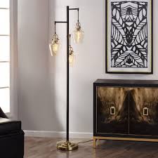 StyleCraft 3 Head Bronze Floor Lamp with Dimpled Glass Shades: Adjustable, UL Listed, Steel Body