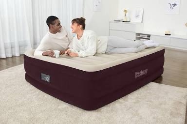 Bestway Maroon 20 Queen Air Mattress with Built-in Pump