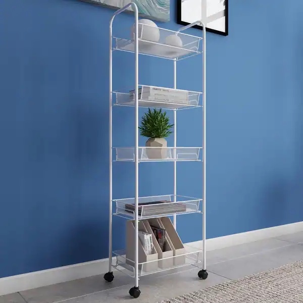 5-Tiered Narrow Rolling Storage Shelves