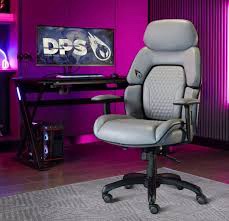 DPS Centurion Gaming Chair, Adjustable Headrest, Upholstered, Multi-Position, Gray