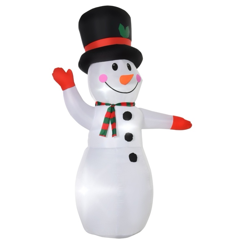 HOMCOM 8' Christmas Inflatables Outdoor Decorations Snowman, Blow-Up Yard Christmas Decor with LED Lights Display