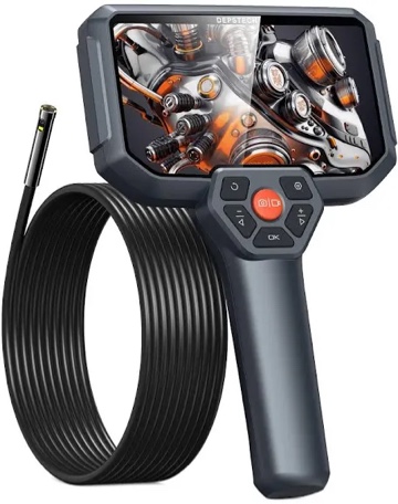 DEPSTECH Endoscope Camera with Light, 5" IPS Screen, Dual Lens Borescope 7.9mm, 1080P Plumbing Snake Inspection Camera with Split Screen, 32GB TF Card, Hardshell Case, Gadgets for Men, Mechanic-16.5FT