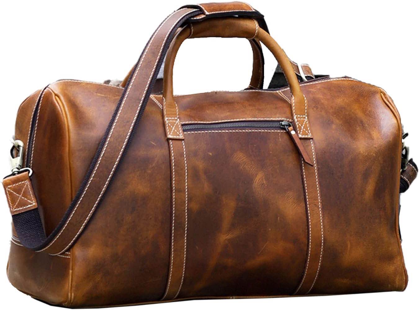 KomalC Leather Duffel Bags for Men and Women Full Grain Leather Travel Overnight Weekend Leather Bags Sports Gym Duffel for Men (Tan, 20 Inch)