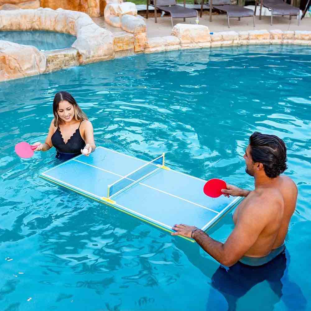 Pool Tennis Set Game for Two (2) with Floating Pool Table. The Ultimate Floating Pool Table for Hours of Fun and Entertainment.