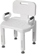 Drive Medical RTL12505 Handicap Bathroom Bench with Back and Arms, White