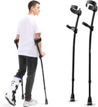HEALTHBAZAAR Forearm Crutches for Adults, Fashionable Elbow Crutches with Ergonomic Handgrips - Stepless Adjustable Height - All Terrain Tip & Slip-Resistant Base - Magnetic Grip