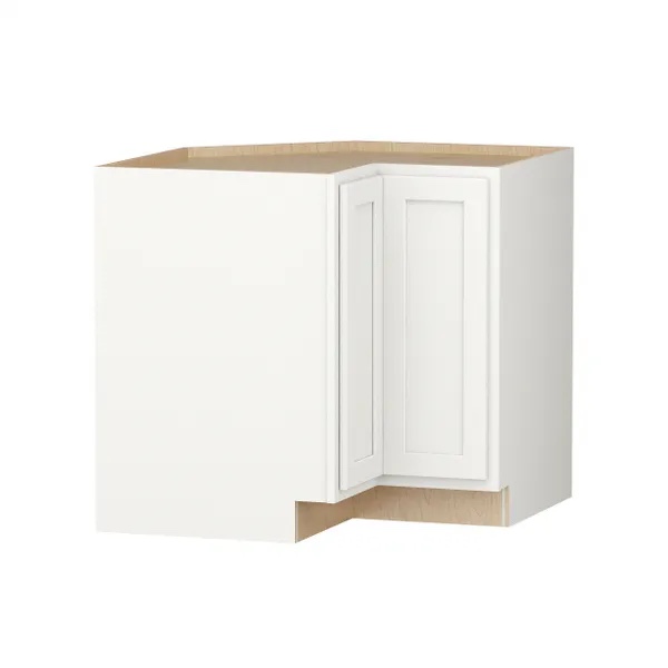 Shaker Partial OL 36 in. W x 24 in. D x 34.5 in. H Plywood Assembled Lazy Susan Base Left Kitchen Cabinet in Linen White