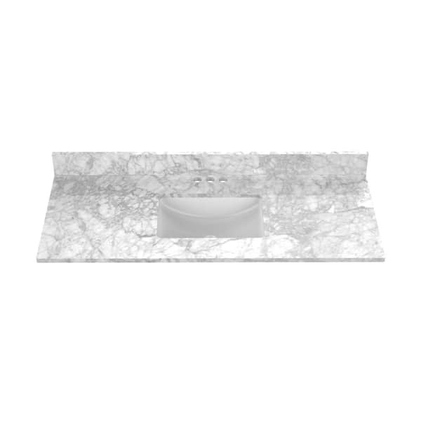Home Decorators Collection 49 in. W x 22 in D Marble white Rectangular Single Sink Vanity Top in Carrara Marble